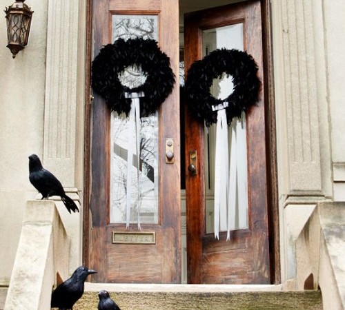 black feather halloween wreaths