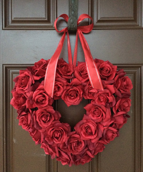 Handmade Artificial Rose Heart Wreath Red Mothers day Gift Tribute 