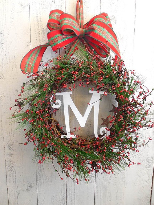 How to Make a Christmas Wreath with Monogram Letter