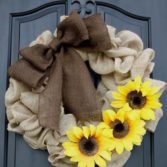 burlap wreath with sunflowers